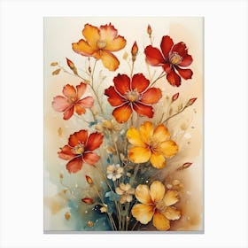 A Bunch Of Blooming Flowers Painting (10) Canvas Print