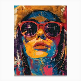 Girl In Sunglasses, Vibrant, Bold Colors, Pop Art Canvas Print