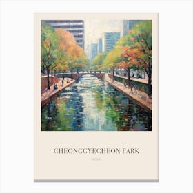 Cheonggyecheon Park Seoul 4 Vintage Cezanne Inspired Poster Canvas Print