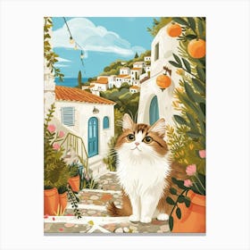 Munchkin Cat Storybook Illustration 4 Canvas Print