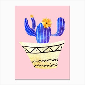 Golden Pots And Galactic Cacti Canvas Print