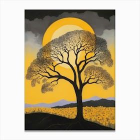 Discover The Beauty Of A Sunset Over A Landscape Filled With Black Tree (7) Canvas Print