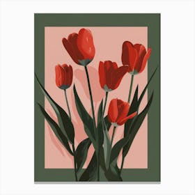 Red Tulips In A Vase Canvas Print