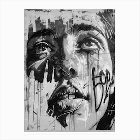Hope Outdoor Gallery Castle Hill Graffiti Austin Texas Black And White Drawing 1 Canvas Print