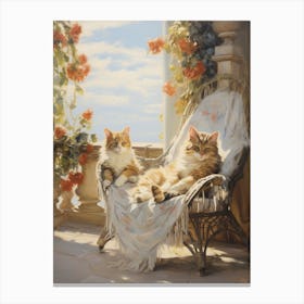 Two Rococo Style Cats Lounging In The Sun 1 Canvas Print