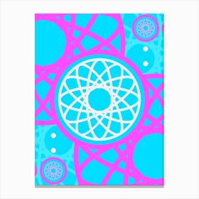 Geometric Glyph in White and Bubblegum Pink and Candy Blue n.0046 Canvas Print