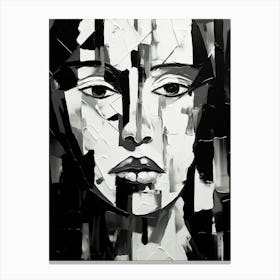 Fractured Identity Abstract Black And White 7 Canvas Print