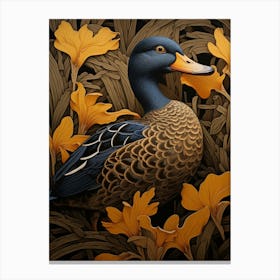 Dark And Moody Botanical Mallard Duck 2 Canvas Print