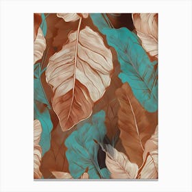 Seamless Pattern With Tropical Leaves Canvas Print