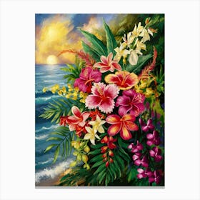 Flowers By The Sea Canvas Print