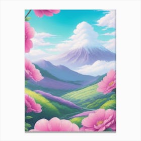 Pink Flowers In The Mountains 1 Canvas Print