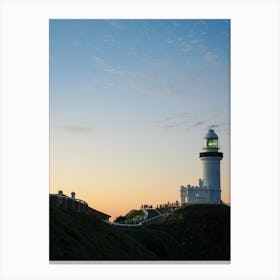 Lighthouse At Dusk With Blue And Orange Tones, Portrait Picture Perfect Of Phone Wallpaper And Lounge Room Photos Canvas Print