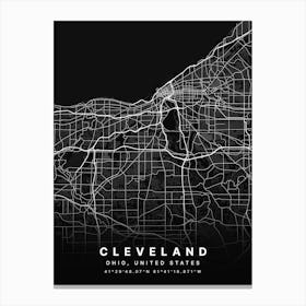 Cleveland Ohio USA Black Map Canvas Print