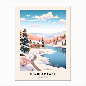 Vintage Winter Travel Poster Big Bear Lake California 3 Canvas Print