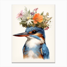 Bird With A Flower Crown Kingfisher 3 Canvas Print