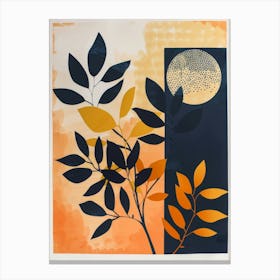 Moon And Leaves Canvas Print