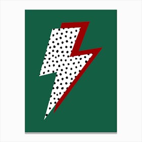 Spotty Lightning Bolt Red and Green Canvas Print