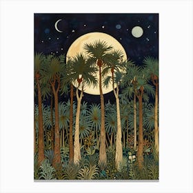 William Morris Palm Trees At Night Canvas Print