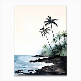 Watercolour Of Twai Anapanapa Black Sand Beach   Maui Hawaii Usa 2 Canvas Print