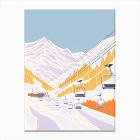 Andermatt   Switzerland, Ski Resort Pastel Colours Illustration 1 Canvas Print