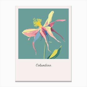 Columbine 2 Square Flower Illustration Poster Canvas Print