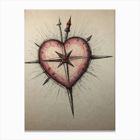 Heart Compass Tattoo 2 Canvas Print