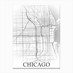 Chicago, Illinois, United States, City Map, Black And White Fade Design Leinwandbild