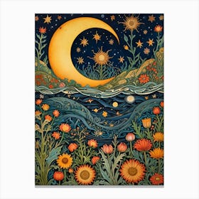 William Morris Moon And Flowers 11 Canvas Print