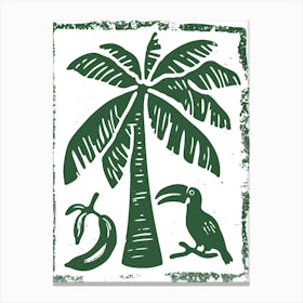 Palm Tree And Toucan Canvas Print