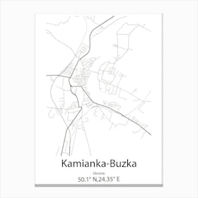 Kamianka Buzka,Ukraine Minimalist Map Canvas Print