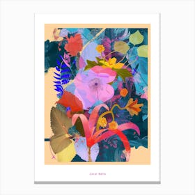 Coral Bells 4 Neon Flower Collage Poster Canvas Print