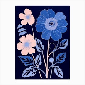 Blue Flower Illustration Peony 4 Canvas Print