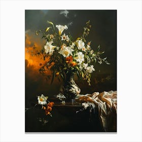 Baroque Floral Still Life Nigella 2 Canvas Print