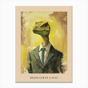 Mustard Painting Of A Dinosaur Lizard In A Suit 2 Poster Canvas Print