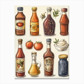 Various Condiments, Kitchen Canvas Print