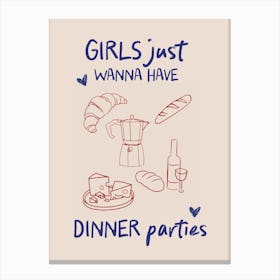 Girl's Dinner Kitchen Print Canvas Print