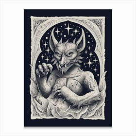 Gargoyle Tarot Card B&W 6 Canvas Print