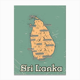 Vintage Sri Lanka Map Canvas Print