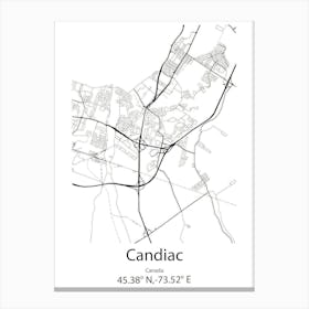 Candiac,Canada Minimalist Map Canvas Print