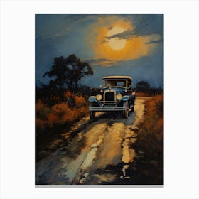 Old Car On The Road Canvas Print