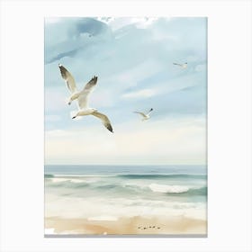 Seagulls On The Beach 1 Canvas Print