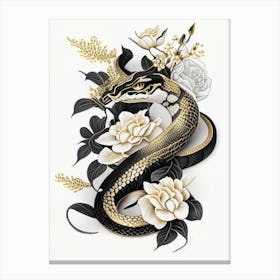 Gaboon Viper Snake Gold And Black Canvas Print