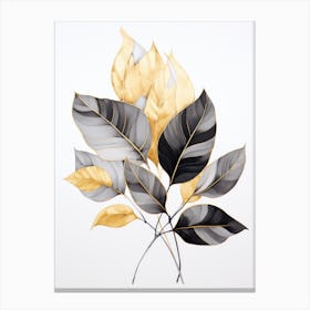 Gold And Black Leaves 1 Canvas Print