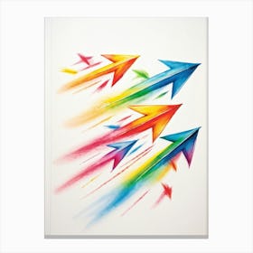 Arrows Composed Of Chalk And Crayon Strokes Floating Whimsically Against A Stark White Background (2) Canvas Print