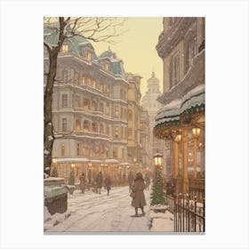 Vintage Winter Illustration Vienna Austria 7 Canvas Print