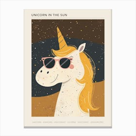 Unicorn With Sunglasses Muted Pastel 2 Poster Canvas Print