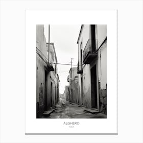 Poster Of Alghero, Italy, Black And White Photo 1 Canvas Print