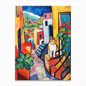 Painting Of A Cat In Taormina Italy 2 Canvas Print