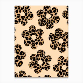 Leopard Print Flower Pattern Canvas Print