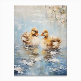 Winter Ducklings Impressionism Style 2 Canvas Print